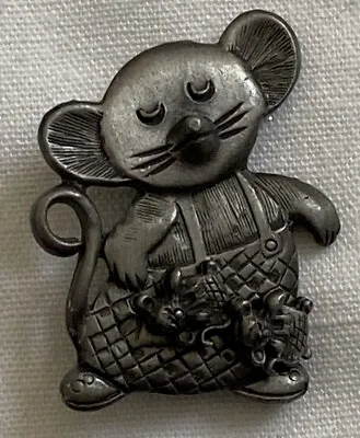 Metal Pewter? Mouse Lapel Pin With Matching Mouse Earrings • $11.99