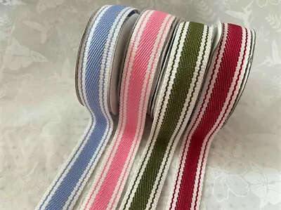 TWILL STRIPE Heavy Ribbon Tape 22mm - 4 Colours & Various Lengths  **LAST STOCK* • £2.15