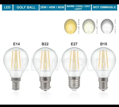 6 PCS LED  Round Golf Ball Bulb 25W 40W SES E14  E27 6w G45 ES Warm White Light • £9