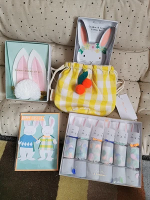 £35 • Buy Meri Meri Easter Bunny Dress Up Kit. Bunny Ears Egg Hunt Bag Basket 