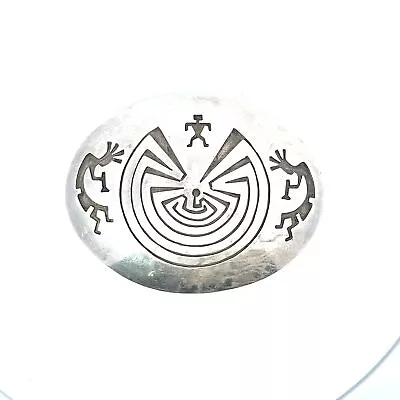 Henry Naha Attakai Hopi Belt Buckle Southwest Silver Man In The Maze Kokopelli • $499.97