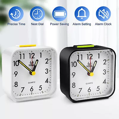 Bedroom LED Desk Alarm Clock Nightlight Snooze Quiet Non Ticking Battery Powered • $8.99