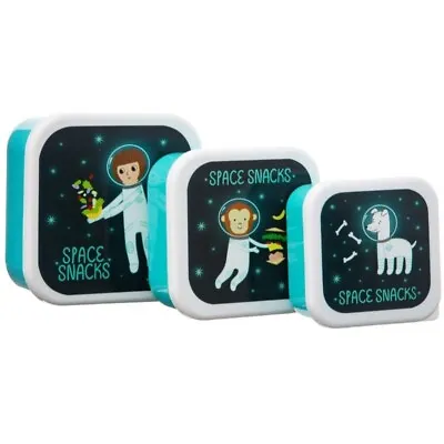 SPACE EXPLORER Children's Kids Characters School Nursery Lunch Snack Box 3Pc Set • £11.95