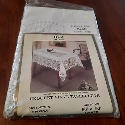 Bea At Home 100% Soft Vinyl Crochet Lace Tablecloth White Color 60  X 90  NWT • $12.71