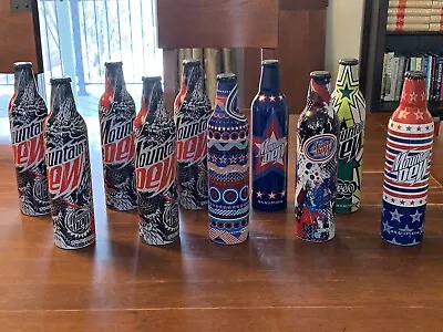 Limited Ed Mountain Dew Aluminum Bottle Green Label Art 10 New SOLD INDIVIDUALLY • $9