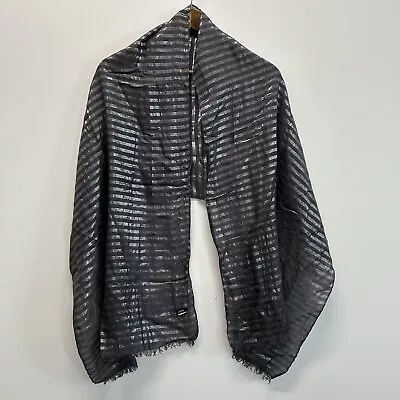 J. Crew Scarf Gray And Metallic Silver Fringe • $9.99