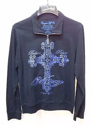 Women's Cowgirl Tuff Black Jacket W/Blue Foil Cross & Stone Accents • $50