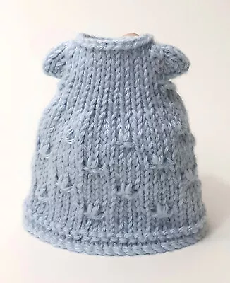 Hand Knitted Small Blue Cotton Dress For 7 Inch Toy Dolls Or Animals • £4.50