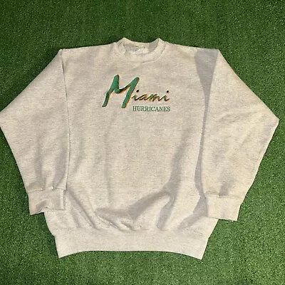 VTG 90s 20/20 Miami Hurricanes Crewneck Sweatshirt - Mens Large L • $40