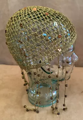 Vintage Headpiece Cleopatra Beaded Cap Roaring Dress Up Women Belly Dance 1960s • $21.50