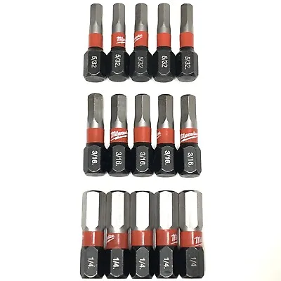 5/32 3/16 1/4 Inch Hex Bit MILWAUKEE SHOCKWAVE Impact Duty Hex Bit Set 1in. 15Pc • $9.99