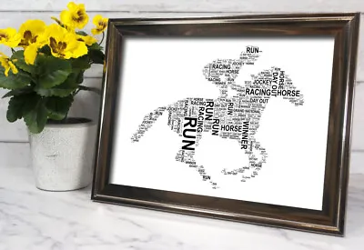 Personalised HORSERACING Word Art A4 Print Home Decor Gift Present Animal Sport • £5.99
