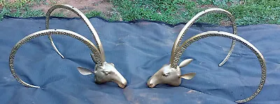 HUGE PRICE DROP! VINTAGE ANTIQUE BRASS IBEX RAM HEADS For Coffee TABLE • $1995.99