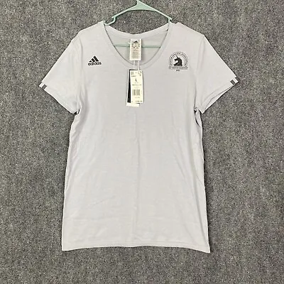 Adidas Boston Marathon 2021 Womens Large T Shirt Gray Tee Running GU9653 New • $29.62