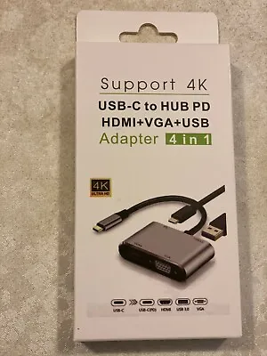 $16.99 • Buy ALYTON 4-in-1 USB Type-C Hubs USB3.0,VGA,HDMI 4K Adapters 