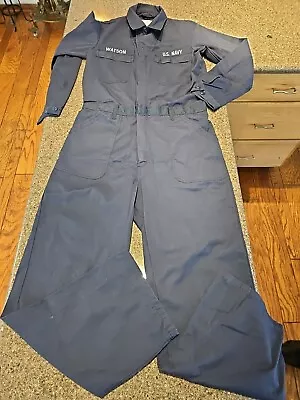 US Navy Utility Coveralls Blue Mens 42 XL Military Jumpsuit Non FR Name Tag EUC • $29.99