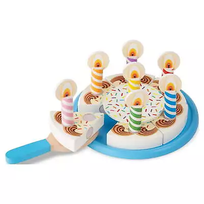 Melissa & Doug Birthday Party Cake - Wooden Play Food With Mix-n-Match Toppings • $25.35