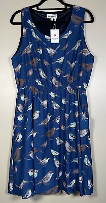 La Vie Lente 2XL  XL Bird Print Dress Novelty NWT Sleeveless Plus Blue • $24