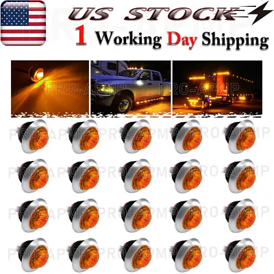 Lot Round 12V Side Marker Lights LED 3/4 Stainless Bullet Light Truck Trailer RV • $13.98