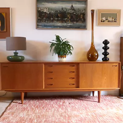 Long 2.1m Danish Clausen & Son Silkeborg Teak Sideboard Record Cabinet Credenza • £930