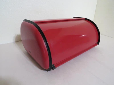 $37.98 • Buy Vintage Red Tin Bread Box Roll Front Mid Century Modern MCM Circa 1950`s Kitchen