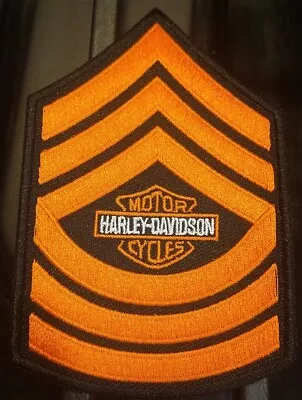 Military Rank Master Sargeant Harley-Davidson Motorcycles SewOn Patch Orange • $14