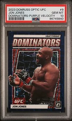 2023 Optic Jon Jones #9 Dominators Purple Velocity #’d/59 PSA 10 Gem Mint • $80