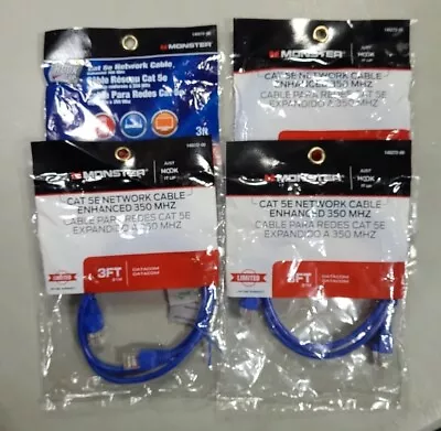 4x Monster 140272-00 Cat 5e Network Cable 3 Ft Just Hook It Up. FREE SHIPPING • $19.95