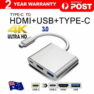 $21.99 • Buy NEW USB-C HUB Digital Multi Port Adapter USB 3.1 Type-C To HDMI 4K USB 3.0 AUS