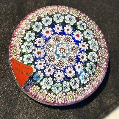 VTG MURRANO ‘FERRO & IAZZARINI ‘ Millefiori Art Glass Paper Weight 1970’sLable • $48.50