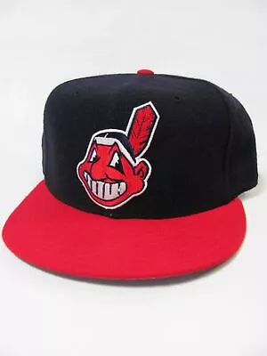Vintage CLEVELAND INDIANS NEW ERA 59FIFTY Pro Model Wool 90s Hat Cap Fitted Sz 7 • $49.99