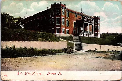 Postcard SHARON PA BUHL RIFLES ARMORY Building Mercer County Circa 1910 • $4.44