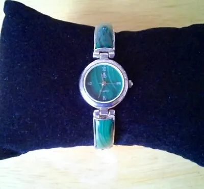 Brooks & Bentley Ladies 925 Silver Watch Malachite & Silver Strap Working  • £35