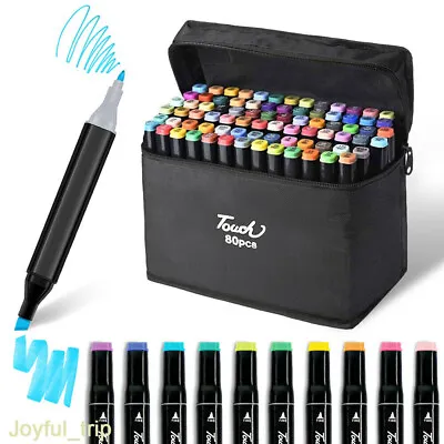 £19.95 • Buy 24/80 Colour Brush Pens Set Dual Tips Soft Fine Art Markers Drawing Watercolour