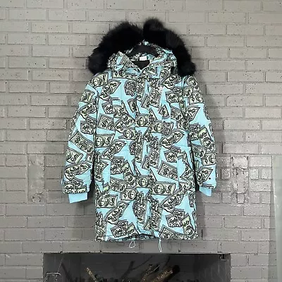$300 Mens Size S Adidas Originals X Jeremy Scott Money Print Parka Jacket IA0100 • $199