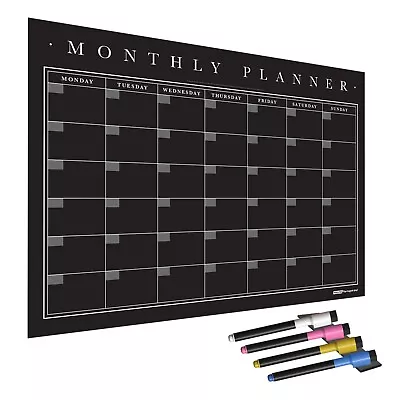 Wall Planner Blackboard Sticky Monthly Calendar With Liquid Chalk Marker Pens • £22.95