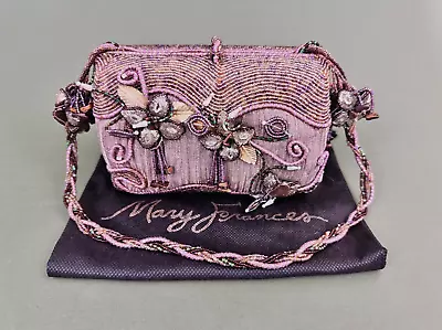 Mary Frances Hard Case Embellished Floral Fabric Beaded Purse Clutch Handbag • $175