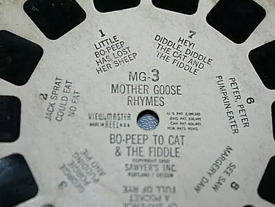 Vintage Sawyers Viewmaster Mother Goose Rhymes Bo-Peep Cat & Fiddle 1950 MG3 -S^ • $5.49