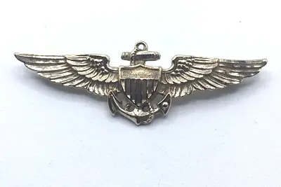 VTG Navy Aviation USN Pilot Wings Sterling 10k Gold Plated Bar Pin Anchor Shield • $99.96