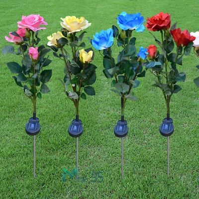 7 Colors Solar Power Rose Flower Garden Stake Landscape Fairy Light Outdoor Yard • $11.99