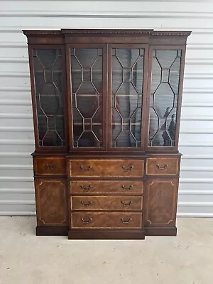 Baker Furniture Mahogany Breakfront Secretary Library Bookcase China Cabinet • $1111.11