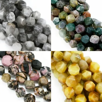 £9.09 • Buy 8 Mm Faceted Nugget Star Cut Semi-precious Gemstone Beads For Jewellery Making