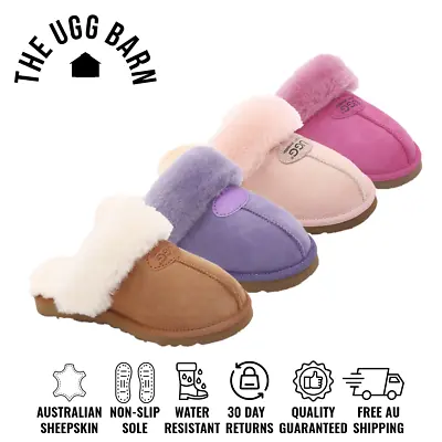 UGG Premium Sheepskin Fur-Trim Scuffs | Water Resistant | Non-Slip | Women • $55