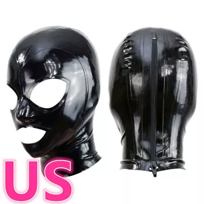 US Men Women's Mask With 3 Hole Head Mask With Open Eyes Mouth Zipper Party Club • $23.47