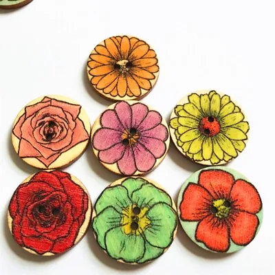 100pcs 25mm 2 Hole Sewing Mixed Button Clothes Scarf DIY Craft Making Ornament • $5.71