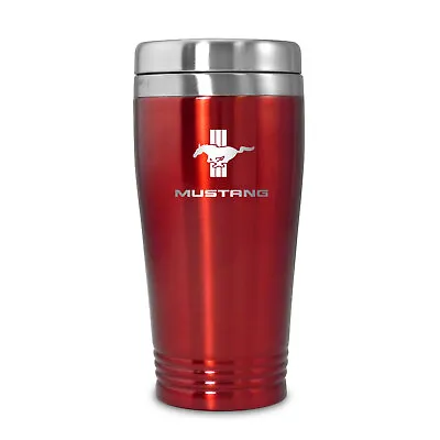 Ford Mustang Tri-Bar Red Stainless Steel Travel Tumbler Coffee Mug • $19.99