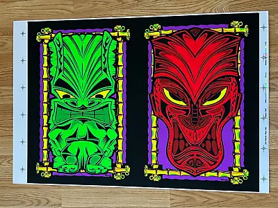 Neon Tiki Heads Original Mike Martin 2 Poster Proof Decades Old • $350
