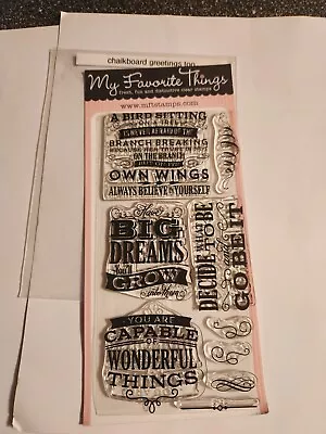 My Favorite Things Chalkboard Greetings Too Acrylic Stamp Set • $8.50