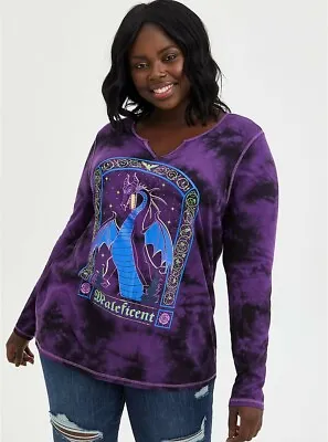 Torrid MALEFICENT Disney Villains Shirt Purple Tie Dye Long Sleeve NWT New 6X • $44.96