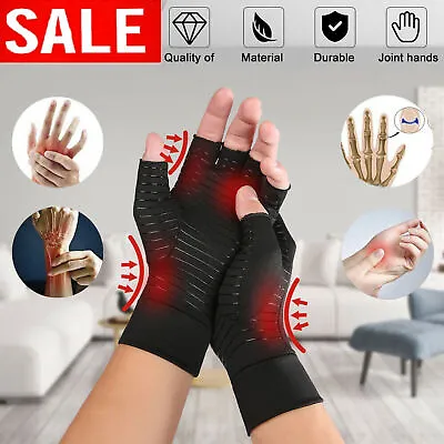 Copper Arthritis Compression Gloves Hand Support Joint Carpal Tunnel Pain Relief • £4.79